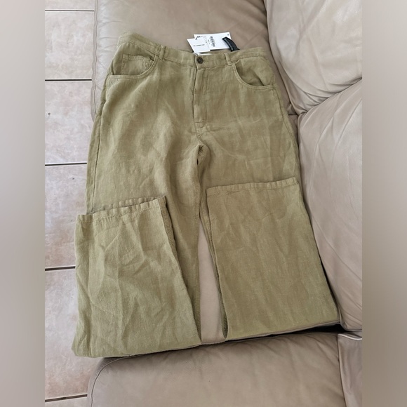 Zara 100% Linen Relaxed Wide Leg Pants - Picture 6 of 15